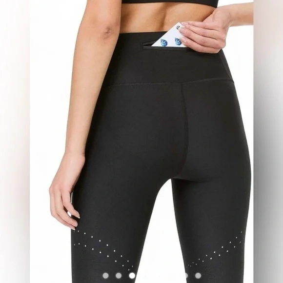 lululemon athletica Black High-Waist Leggings with Perforated Detail-2 - Picture 3 of 6